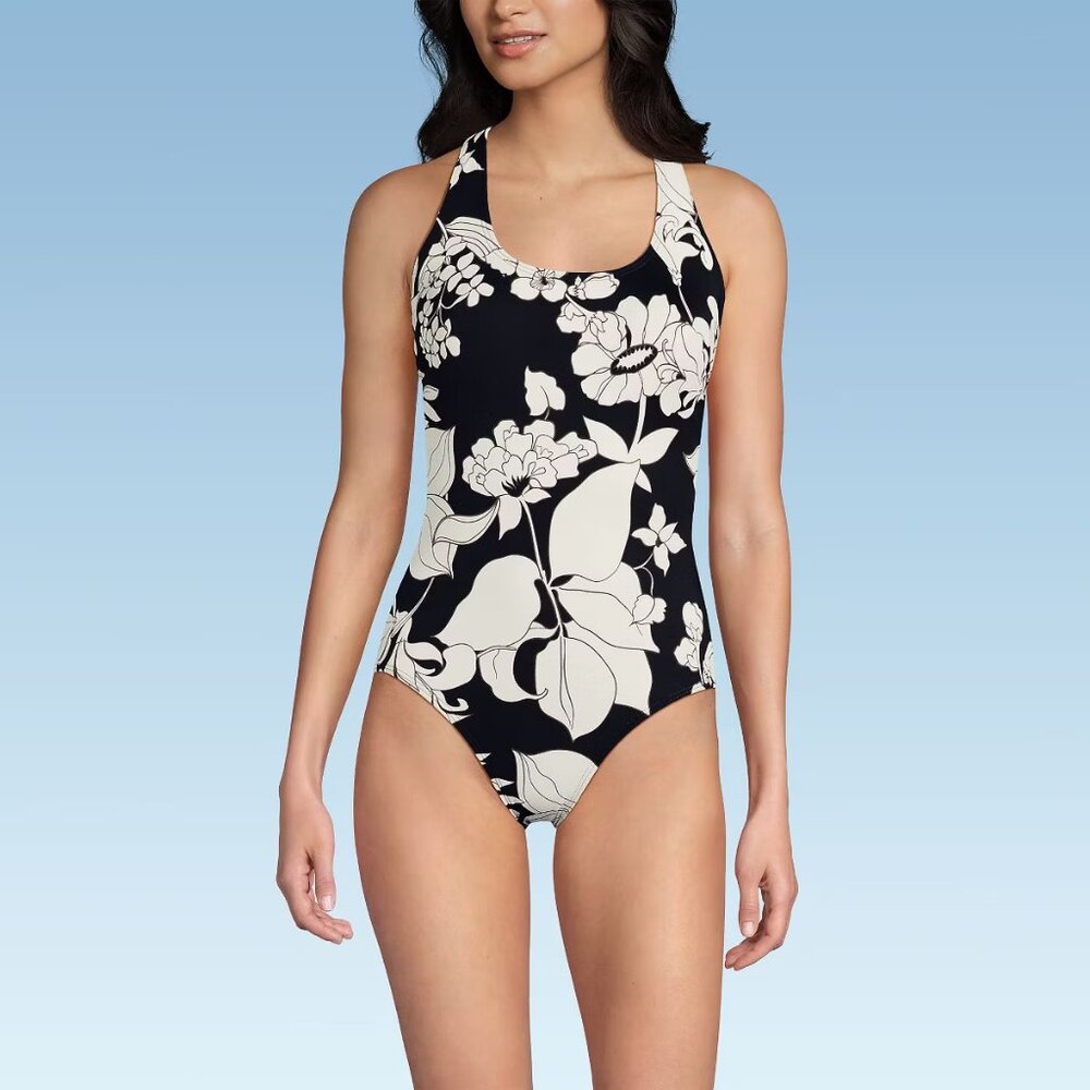 Lands' End One Piece Swimsuit in Floral, EUC, Sanitized